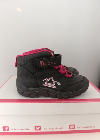 Kız Çocuk Siyah Pembe Velcro Spor Ayakkabı