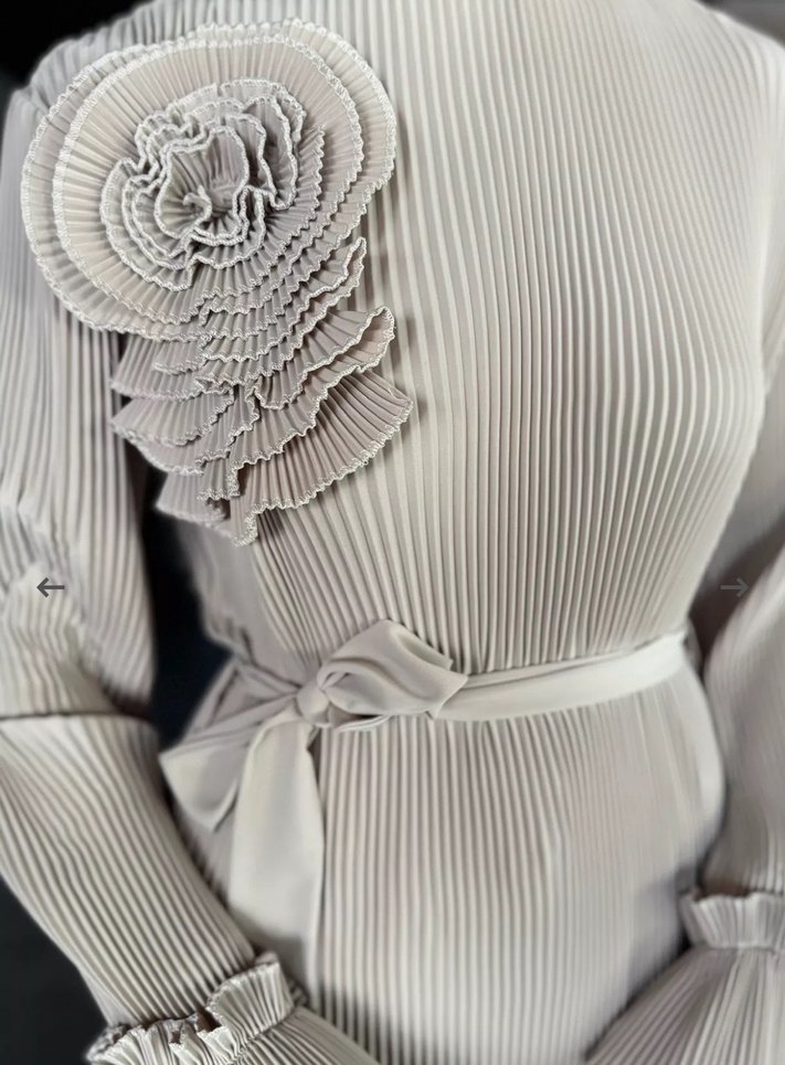 Bej Renkli Pilili Uzun Kollu Tunik - Görsel 3