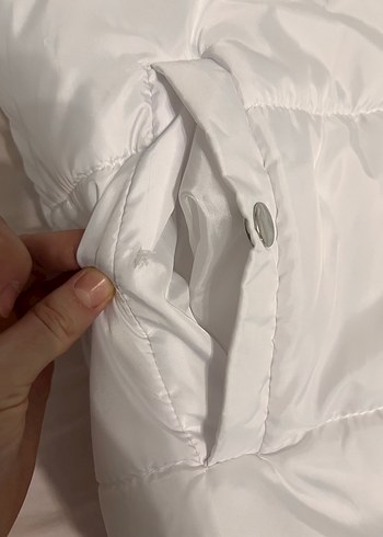 Beyaz Fermuarlı Midi Street Wear Kadın Mont - Görsel 3