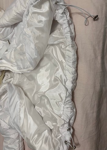 Beyaz Fermuarlı Midi Street Wear Kadın Mont - Görsel 4