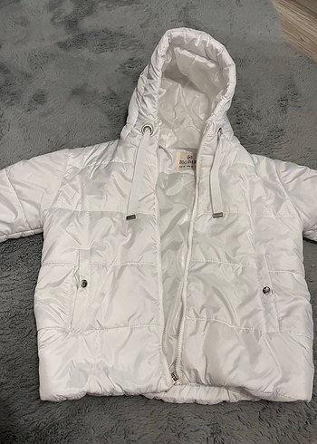 Beyaz Fermuarlı Midi Street Wear Kadın Mont - Görsel 8