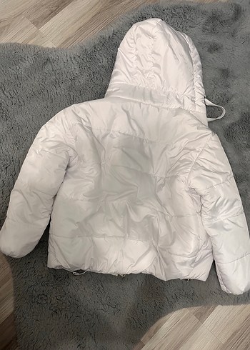 Beyaz Fermuarlı Midi Street Wear Kadın Mont - Görsel 9