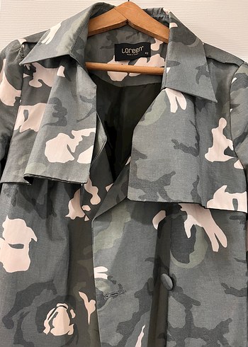 Kadın Kamuflaj Desenli Uzun Trençkot - Görsel 2