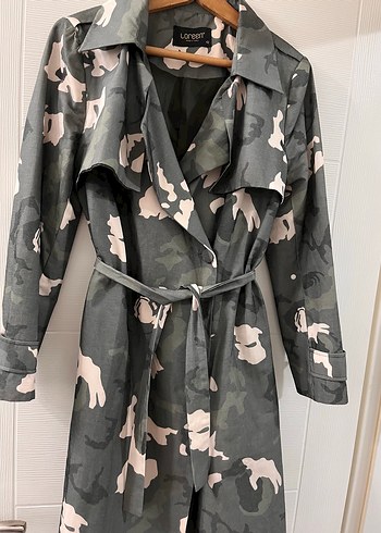 Kadın Kamuflaj Desenli Uzun Trençkot - Görsel 5