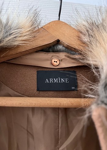 Bej Süet Uzun Kadın Kaban Kürklü - Görsel 8