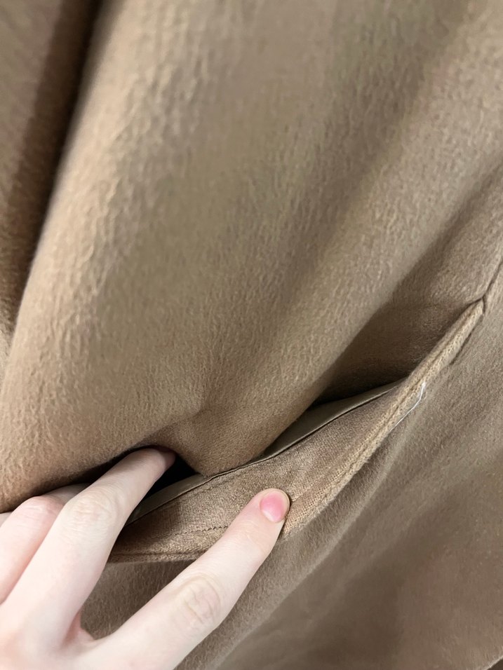 Bej Süet Uzun Kadın Kaban Kürklü - Görsel 4