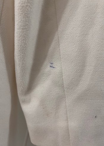 Beyaz Uzun Keten Kadın Kaban - Görsel 5