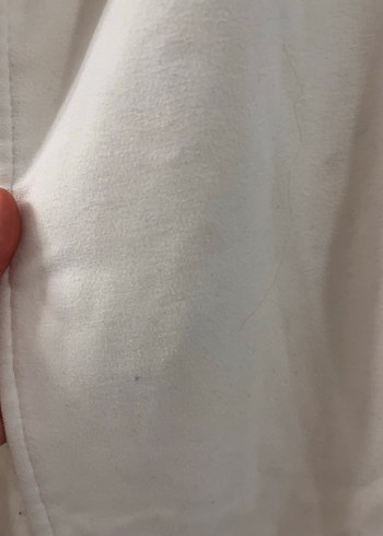 Beyaz Uzun Keten Kadın Kaban - Görsel 3