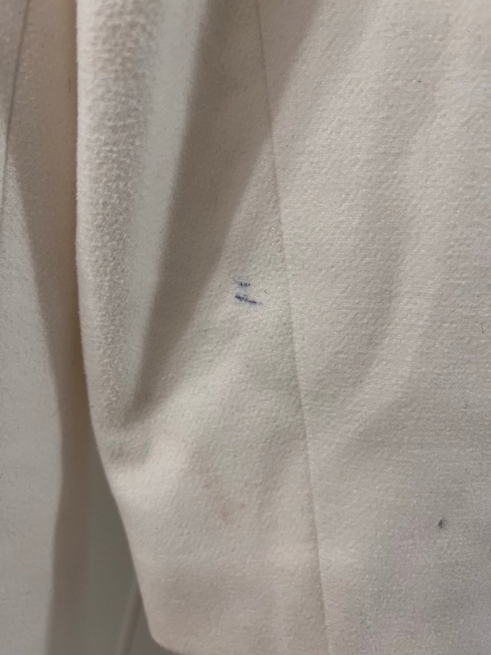 Beyaz Uzun Keten Kadın Kaban - Görsel 5