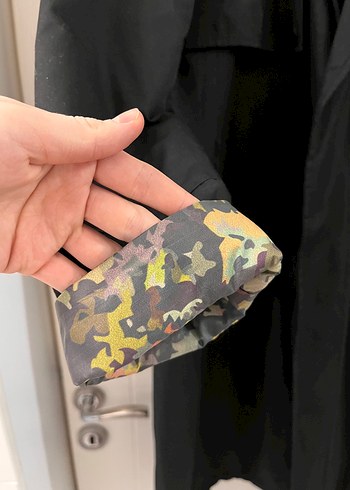 Siyah Kadın Uzun Trenchcoat Kemerli - Görsel 2