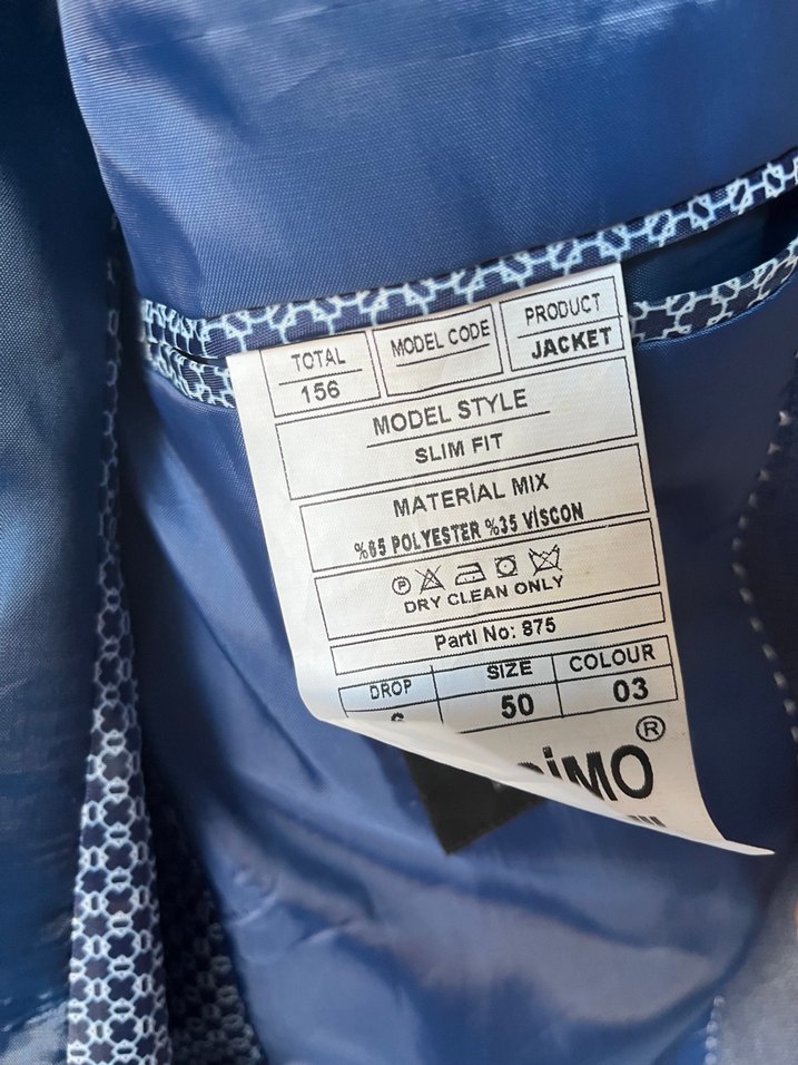 Düğmeli Erkek Mavi Takım Elbise Ceketi - Görsel 3