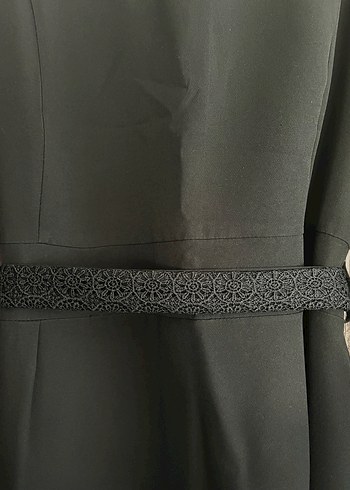 Siyah Uzun Kollu Kemerli Kadın Elbise - Görsel 4