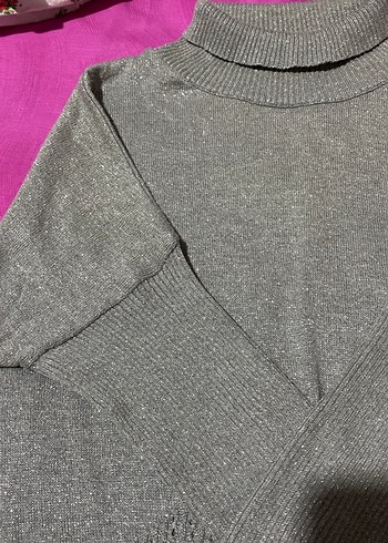 Gri Örme Boğazlı Kadın Kazak - Görsel 3