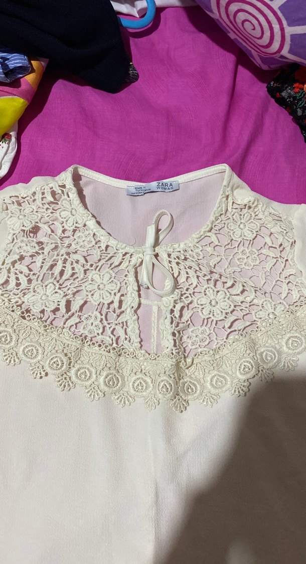 Dantel Detaylı Bohem Beyaz Bluz - Görsel 2