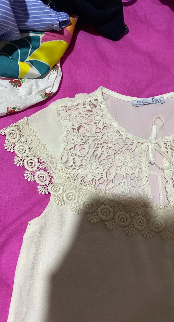 Dantel Detaylı Bohem Beyaz Bluz - Görsel 3