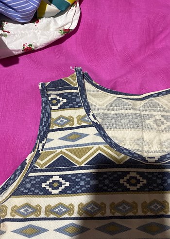 Örgü Bohem Desenli V Yaka Kadın Atlet - Görsel 2