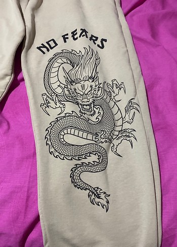 Baskılı bej Kadın Eşofman Altı - Görsel 2