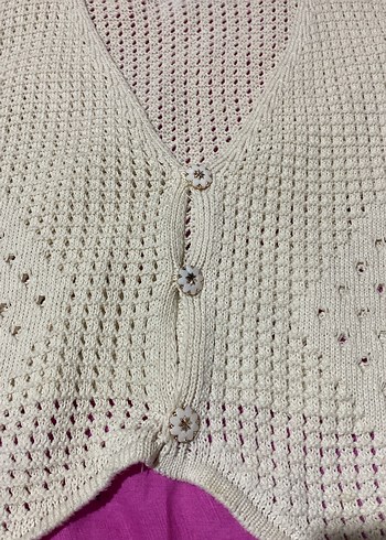 Beyaz Örgü Kadın Süveter V Yaka - Görsel 3
