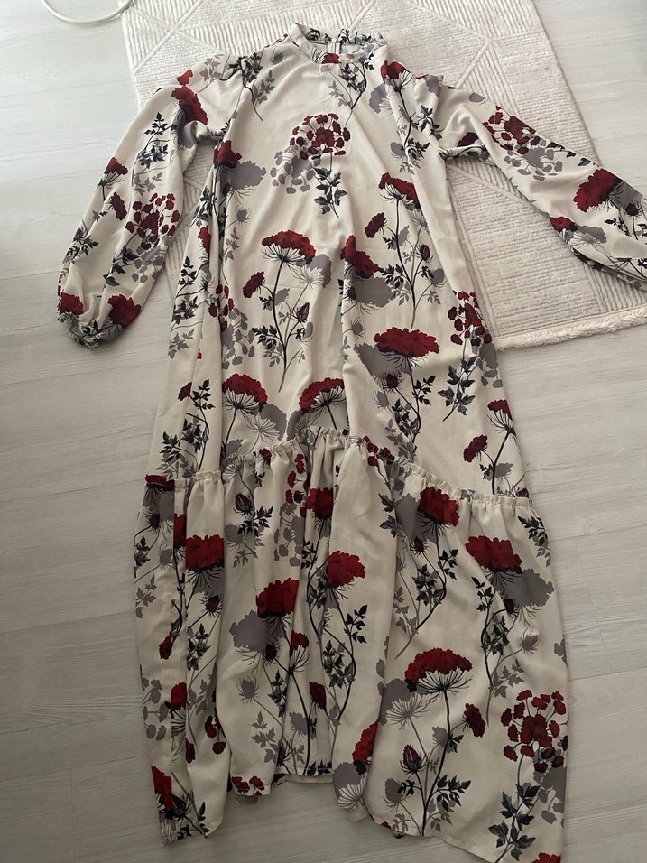 Uzun Kollu Bohem Desenli Uzun Elbise - Görsel 2