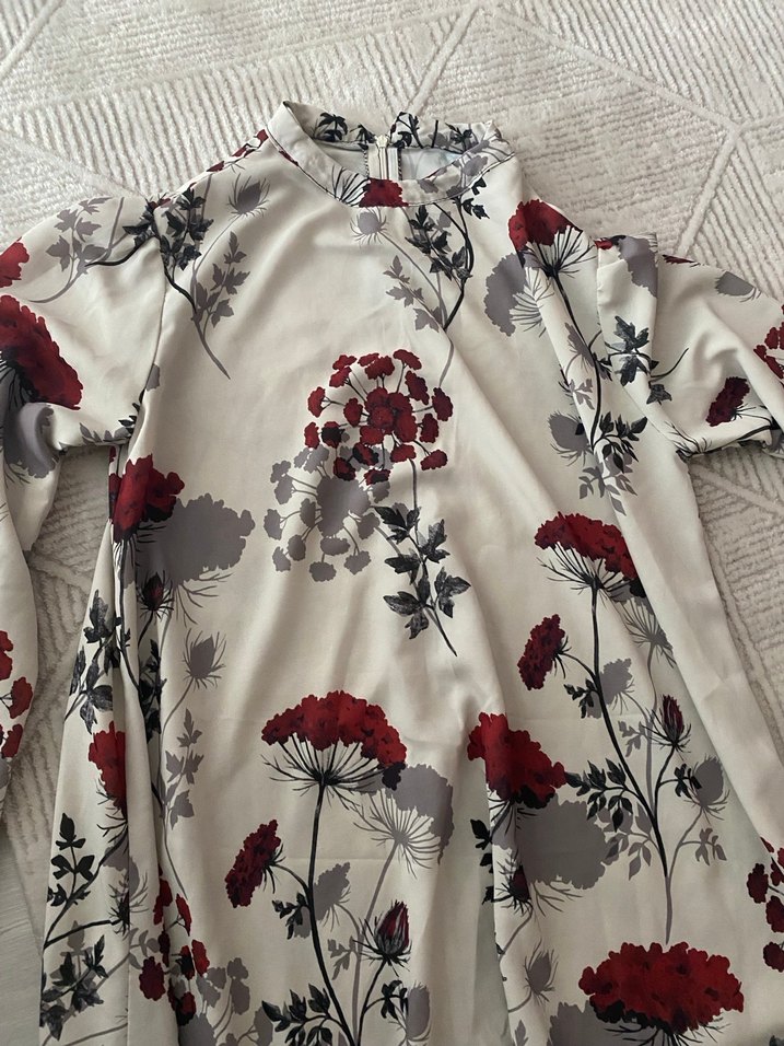 Uzun Kollu Bohem Desenli Uzun Elbise - Görsel 3