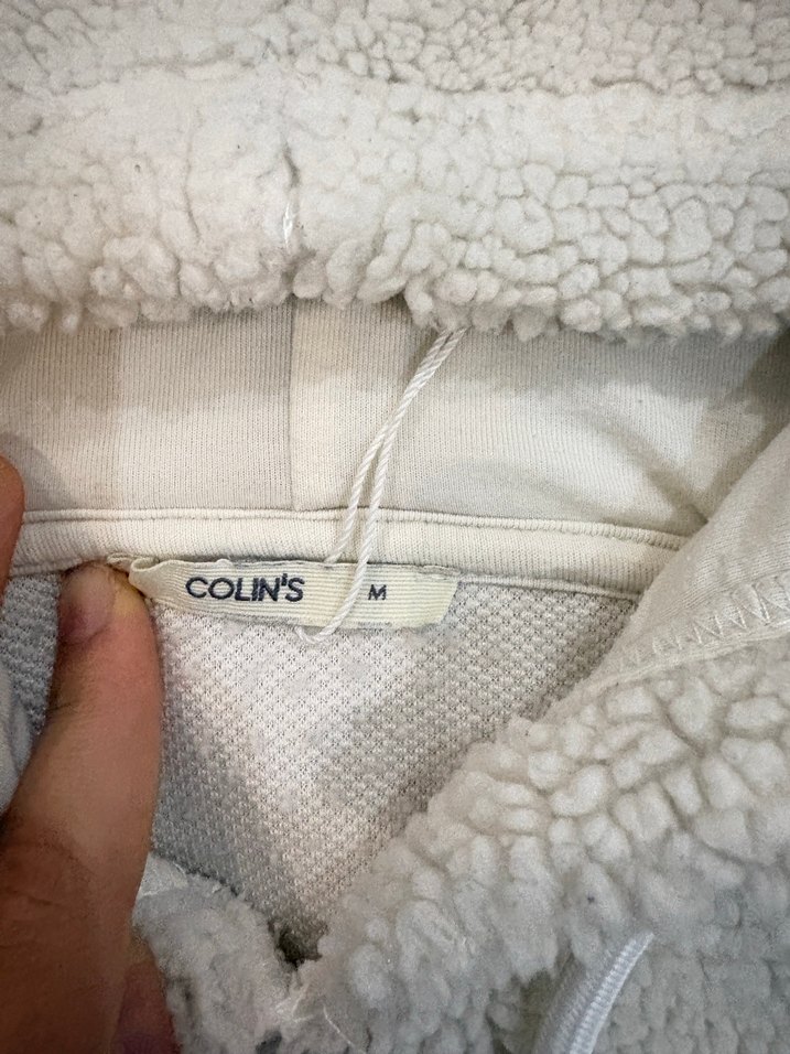 Kapüşonlu Beyaz Peluş Sweatshirt - Görsel 3