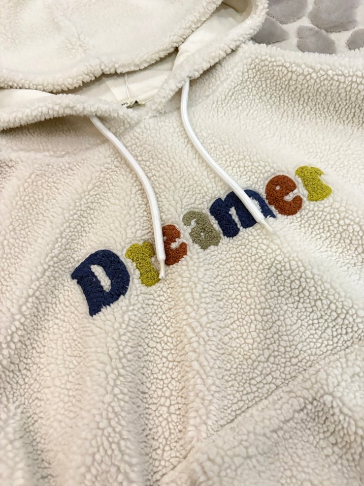 Kapüşonlu Beyaz Peluş Sweatshirt - Görsel 2