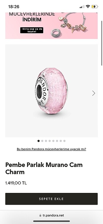 Beden Pandora charm pembe