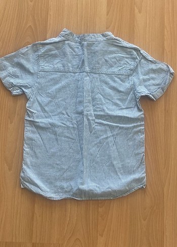 Erkek Çocuk Kısa Kollu Çizgili Kot Gömlek - Görsel 2