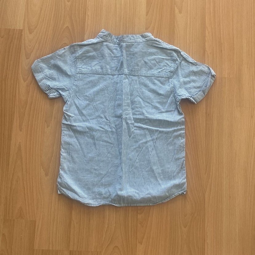 Erkek Çocuk Kısa Kollu Çizgili Kot Gömlek - Görsel 2