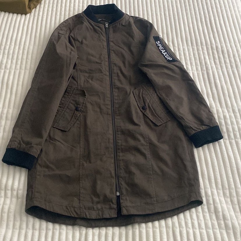 Kadın Kahverengi Fermuarlı Street Wear Ceket - Görsel 2