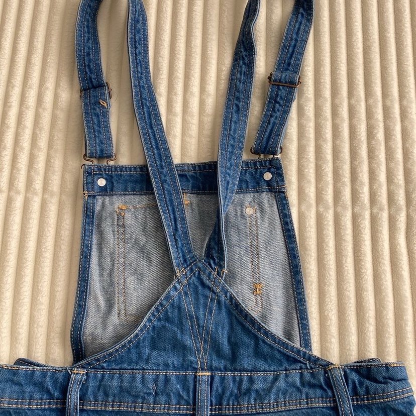 Kadın Koyu Mavi Kısa Denim Salopet - Görsel 4