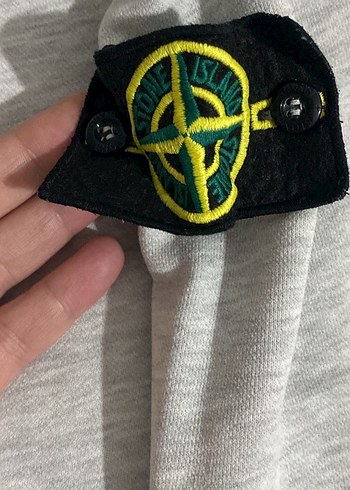 Gri Stone Island Baskılı Erkek Sweatshirt - Görsel 4