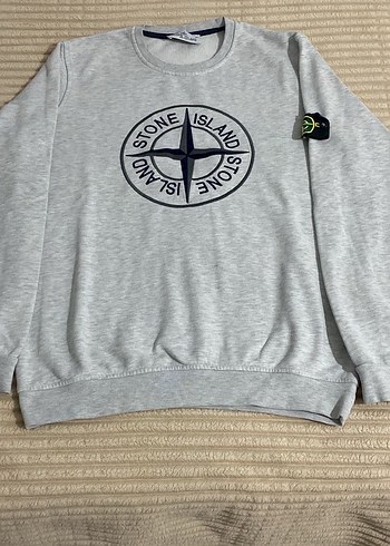 Gri Stone Island Baskılı Erkek Sweatshirt - Görsel 2