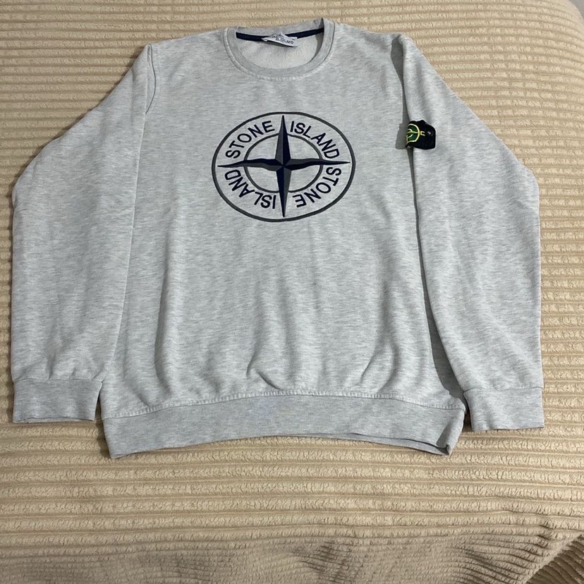 Gri Stone Island Baskılı Erkek Sweatshirt - Görsel 2