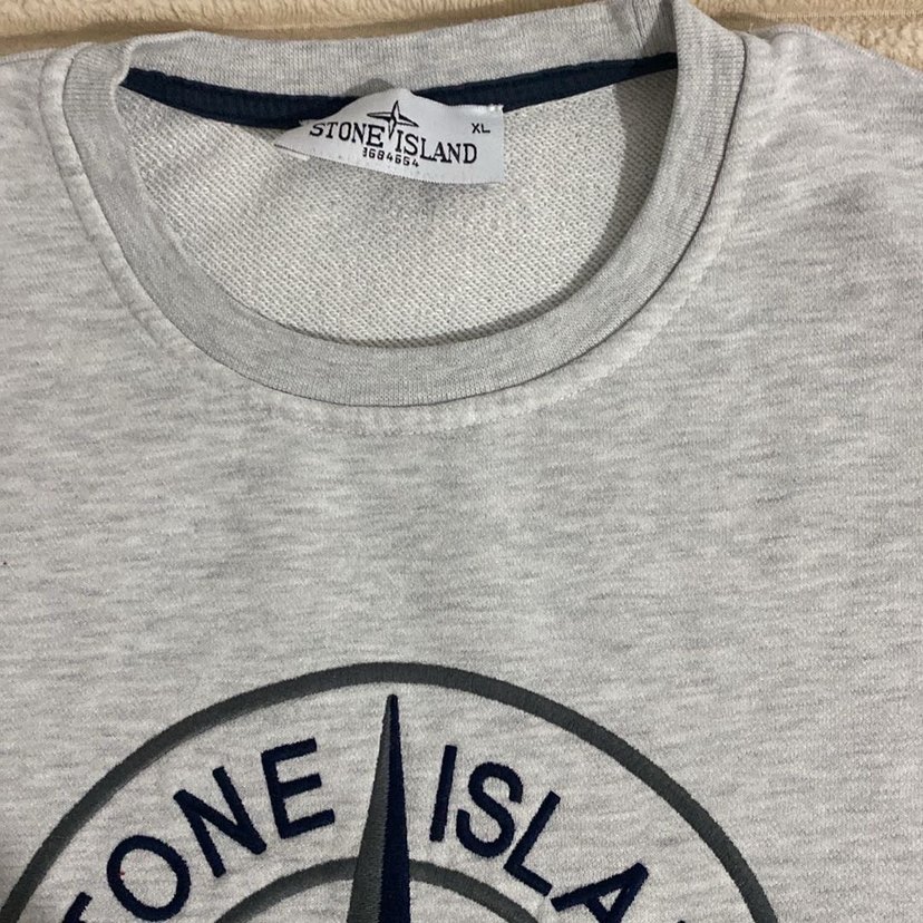 Gri Stone Island Baskılı Erkek Sweatshirt - Görsel 3