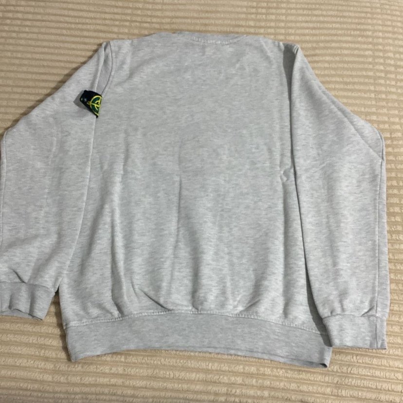 Gri Stone Island Baskılı Erkek Sweatshirt - Görsel 5