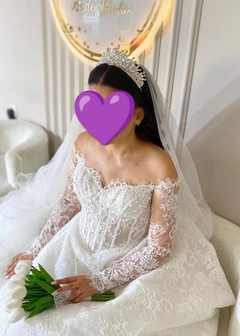 Uzun Kollu madonna gelinlik - Görsel 2