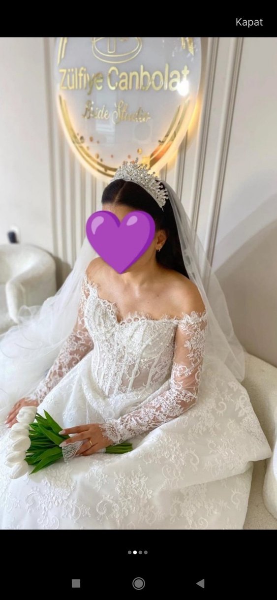 Uzun Kollu madonna gelinlik - Görsel 2