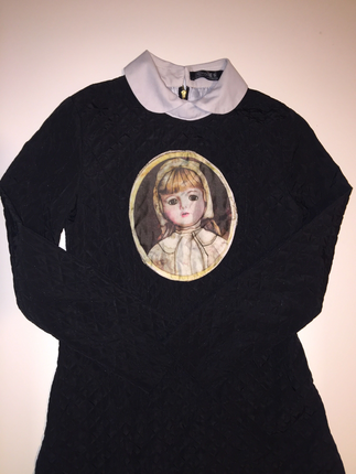 36 Beden CHOIES Russian Doll Print Siyah Elbise