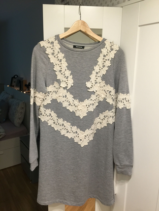 MODAGRAM Dantel Kabartmalı Sweat Elbise