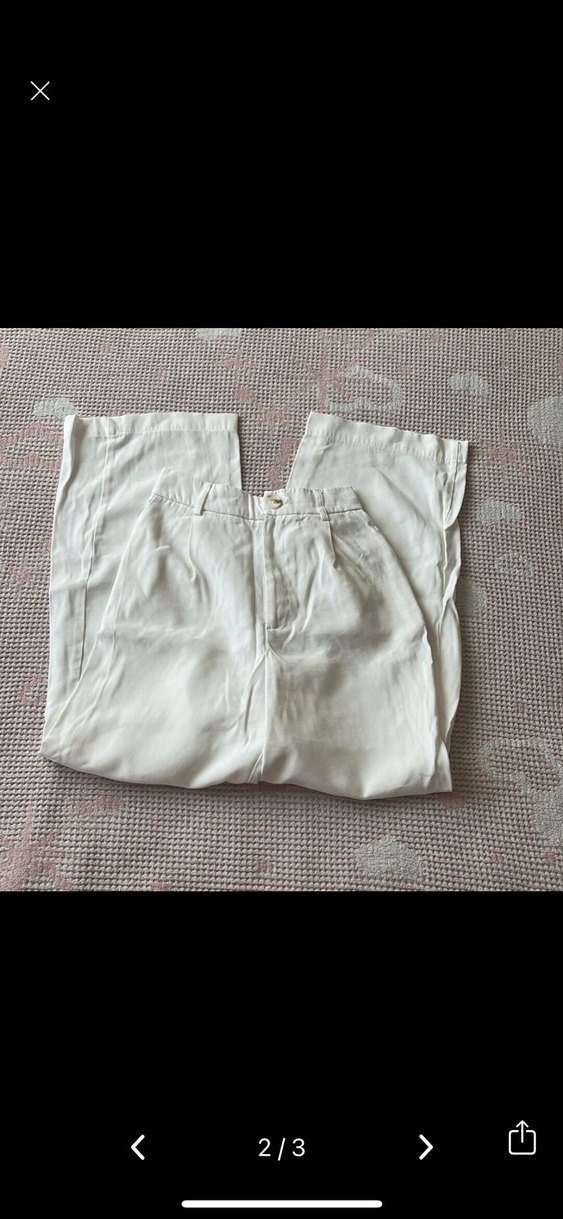 Beyaz viskon Kadın Pantolon - Görsel 2