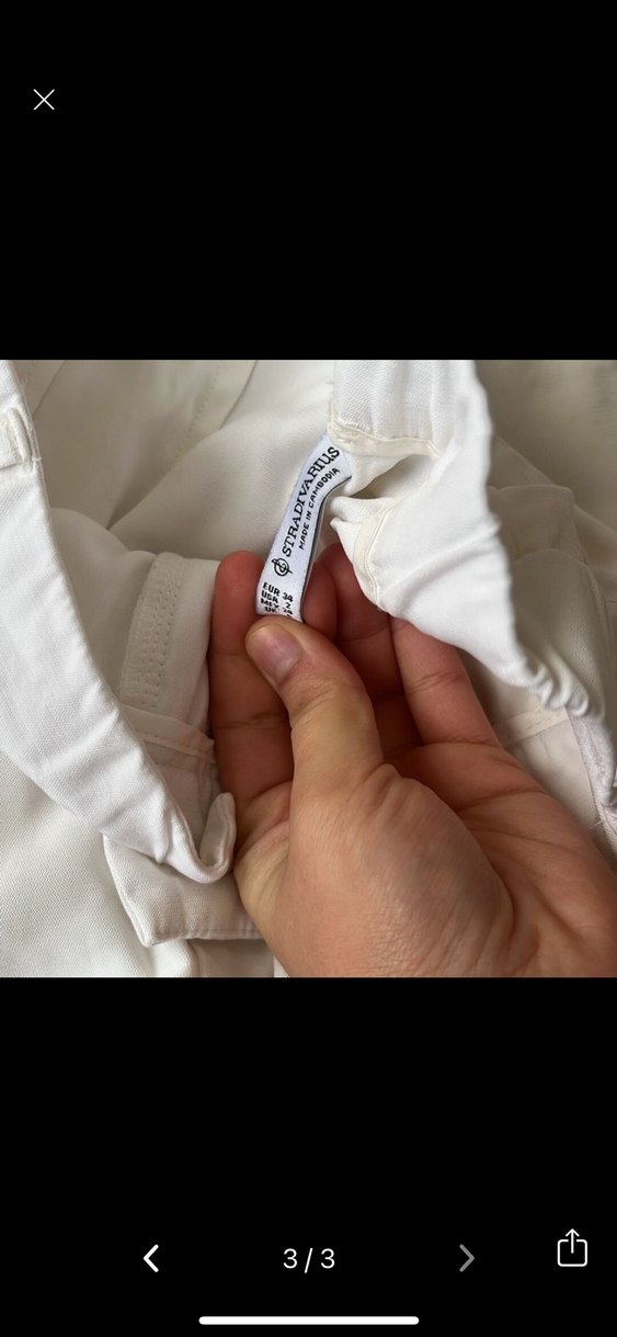 Beyaz viskon Kadın Pantolon - Görsel 3