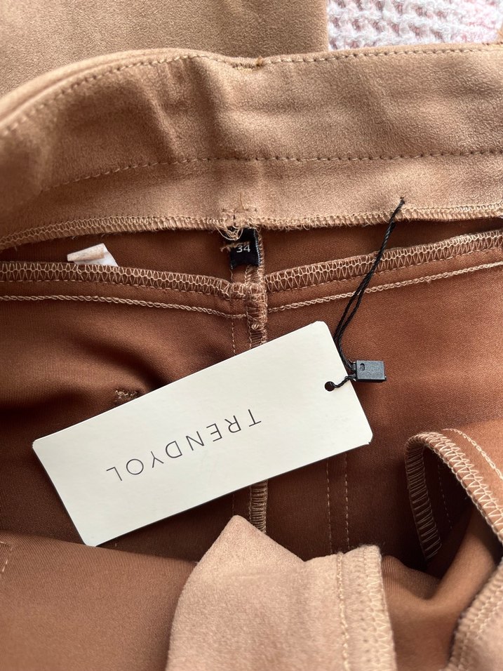 Kahverengi Kadın Süet  Pantolon - Görsel 2