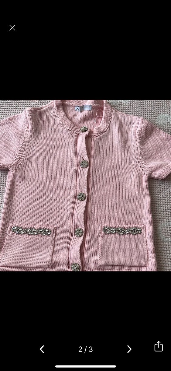 Pembe Kısa Kollu Düğmeli kazak - Görsel 2
