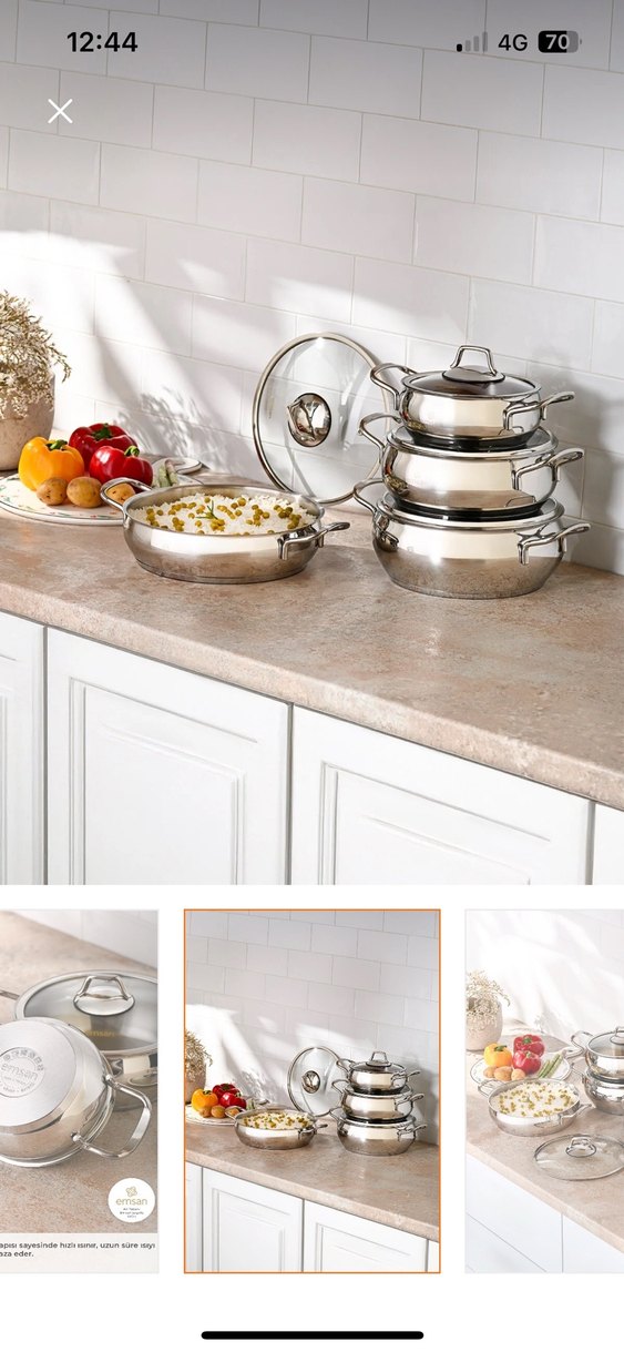 Parlak Beyaz 8 Parça Tencere Seti - Görsel 3