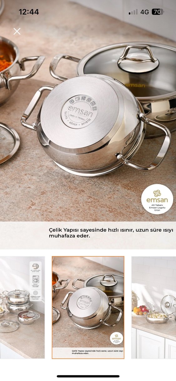 Parlak Beyaz 8 Parça Tencere Seti - Görsel 2