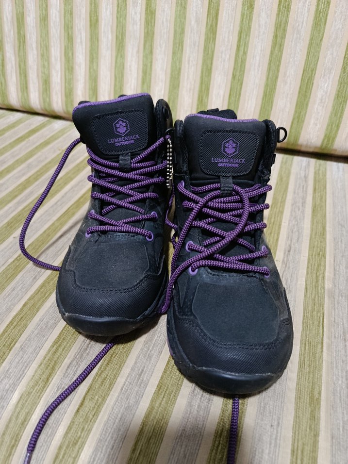 siyah Mor Bağcıklı Kadın outdoor Botu - Görsel 2