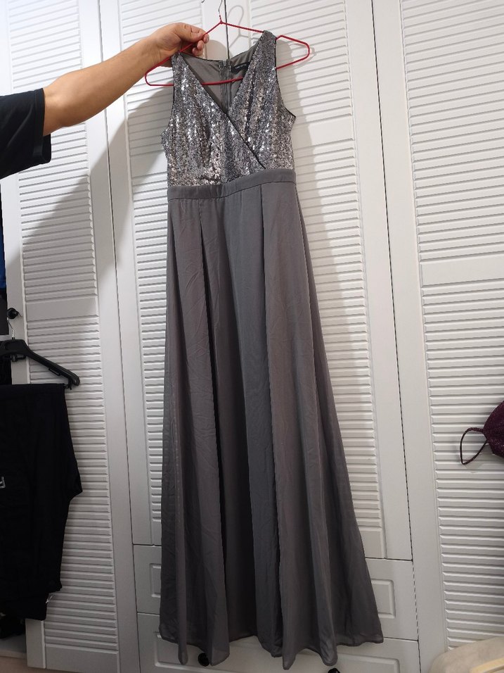 Gri Pullu Abiye Elbise - Görsel 2