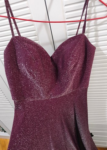 Mor Simli Abiye Elbise - Görsel 5