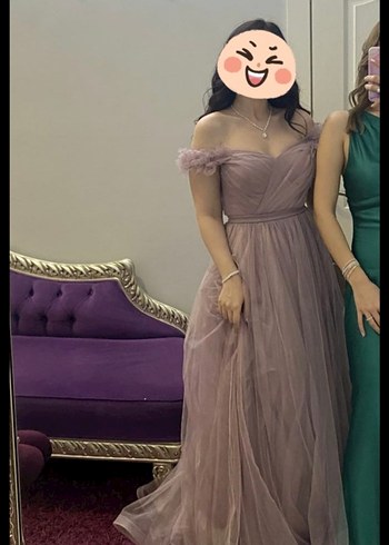 Lila Tüllü Abiye Elbise - Görsel 2